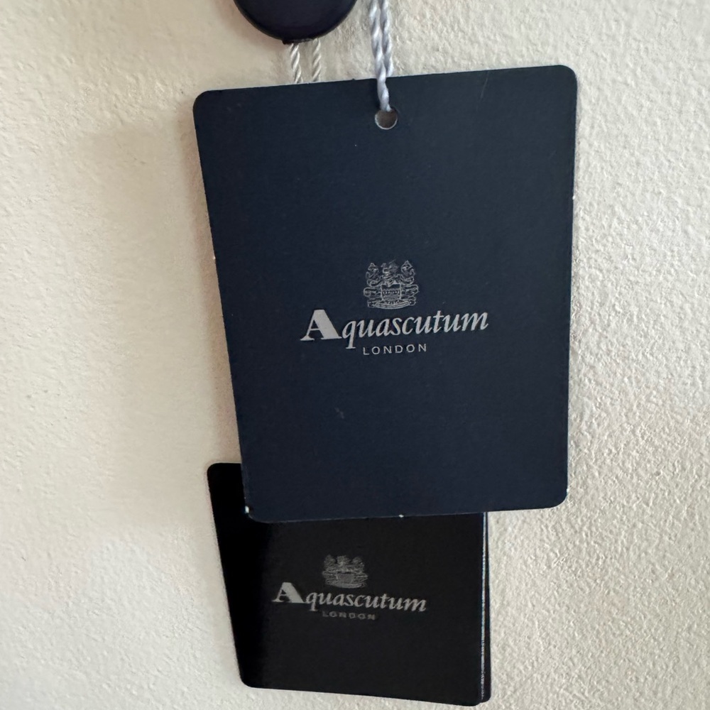 NWT Aquascutum London Silk Club Check Scarf Brown Navy Cream - Picture 3 of 8